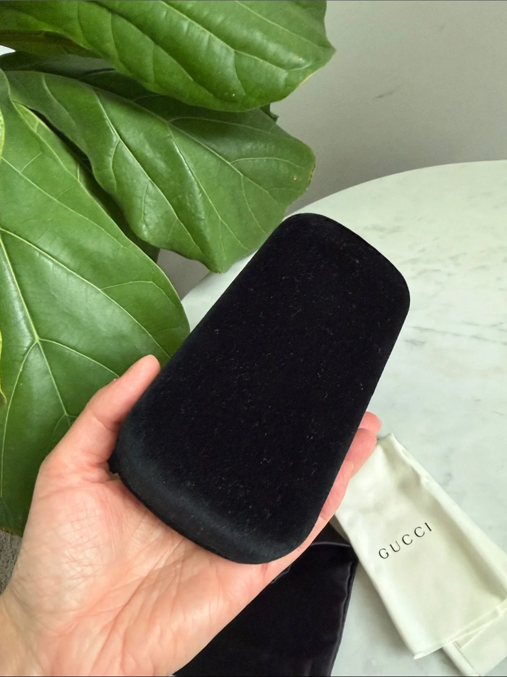 Gucci Velvet Sunglasses Case with Black and Light Blue Linings